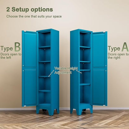 COFaR Tall Bathroom Cabinet, Metal Farmhouse Narrow Slim Storage Cabinet - Image 6