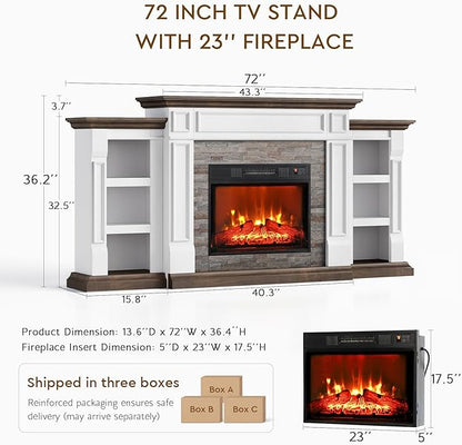 72" Electric Fireplace with Mantel, Fireplace TV Stand - Image 8