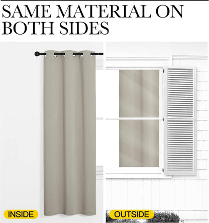 NICETOWN Kitchen 78 inches Long Curtains for Decoration, Natural, 2 Panels, 42 inches Wide, Thermal Insulated Grommet Room Darkening Draperies/Panels for Laundry