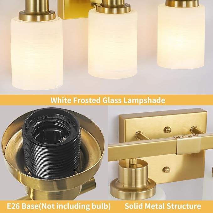 DIKAIDA Gold Bathroom Light Fixtures, 5-Light Modern Brushed Gold Vanity - Image 4