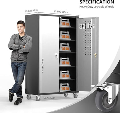 VINGLI Upgraded Wide & Deep Garage Storage Cabinet, Metal Storage Cabinet - Image 4