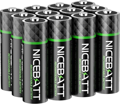 NICEBATT Rechargeable aa Batteries 2800mAh, Premium NiMH Double A Battery Low by Unknown