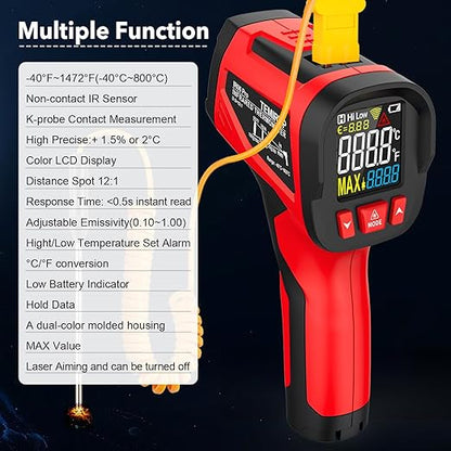 Infrared Thermometer Temperature Gun, TEMIRUP Digital IR Laser Thermometer - Image 3