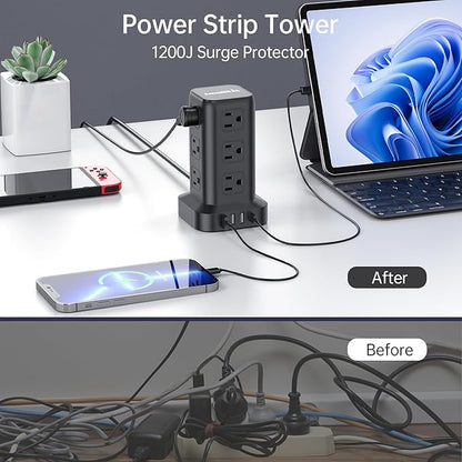 2 Pcs Power Strips with Surge Protection, 6.5 FT Extension Cord with Multiple - Image 6