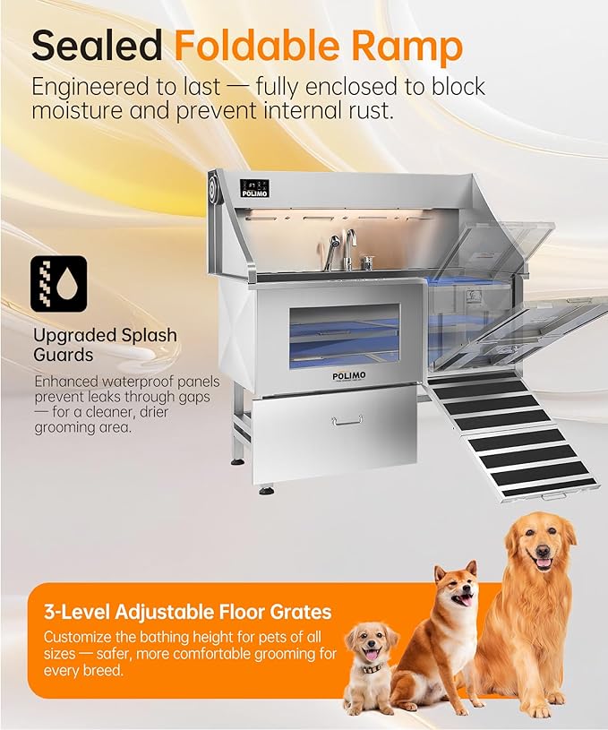 POLIMO Dog Wash Station with Pet Dryer & LED, Professional Dog Bathing Station - Image 6