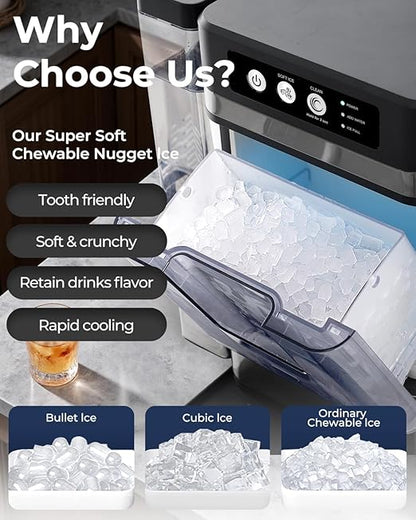 Nugget Ice Maker Countertop, Chewable Pellet Ice Machine, Portable Ice Machine - Image 6