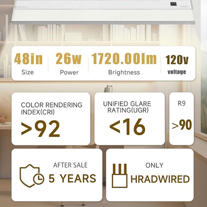 Ansen Hardwired Under Cabinet Lighting, 48in 26W LED Light - Image 2
