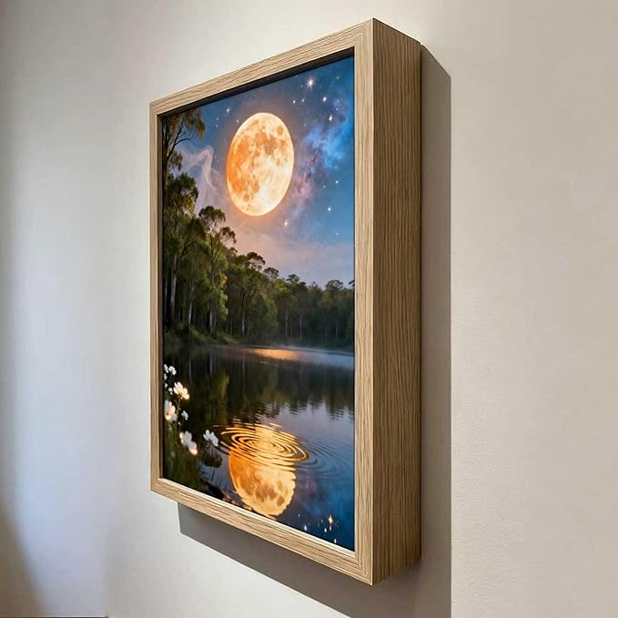 URVIP LED Glowing Photo Frame, 3D Starry-Sky Blue Moon Wall Art, 9x12 Inches - Image 4