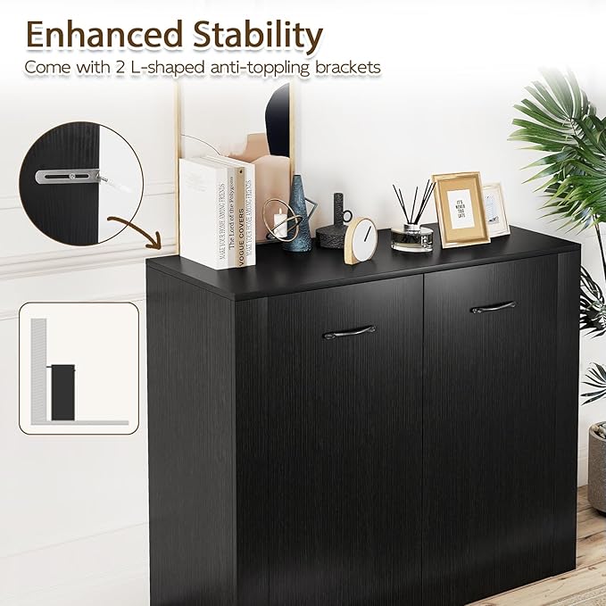 Giantex Modern Storage Cabinet, Anti-Tipping Device, Sturdy Metal Hings - Image 6