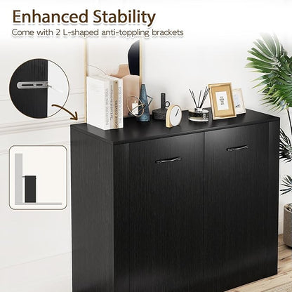 Giantex Modern Storage Cabinet, Anti-Tipping Device, Sturdy Metal Hings - Image 6