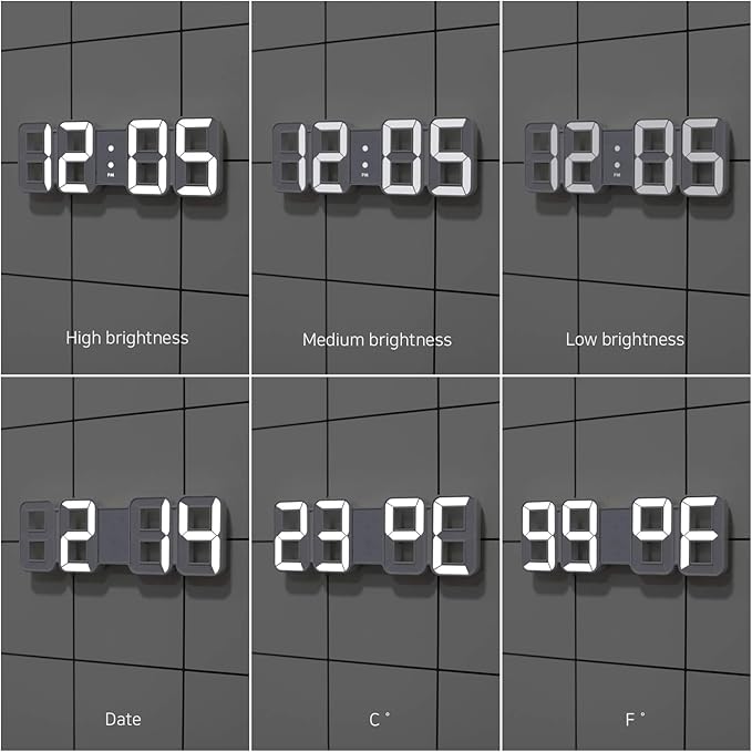 mooas 3D Pure Mini White LED Clock - Image 6