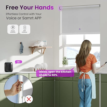 Astomi Motorized Roller Shades for Windows, Effortless Remote & Voice Control - Image 2