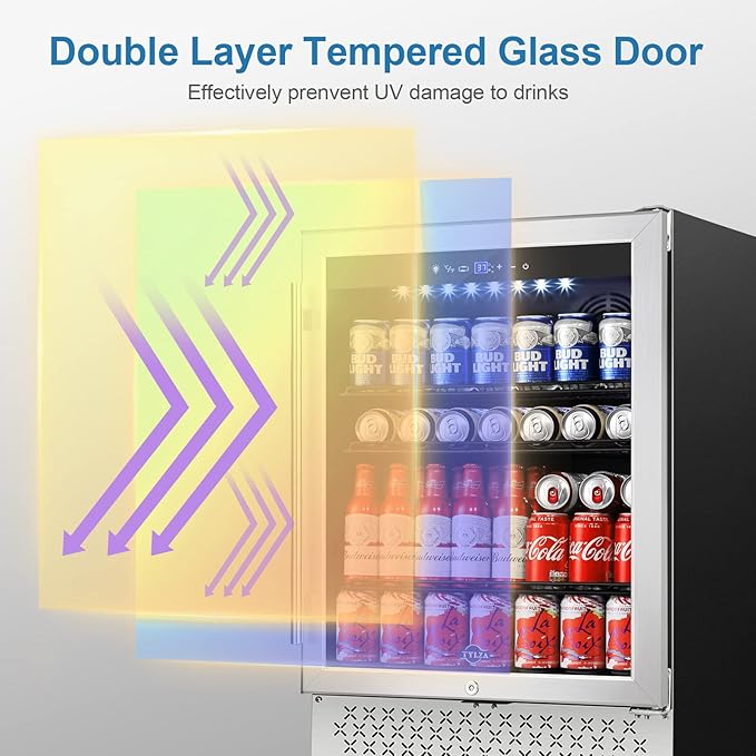 Tylza 24 Inch Beverage Refrigerator, 190 Can Capacity, Glass Door, Advanced - Image 4