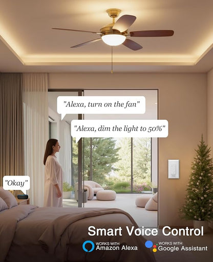 GHome Smart Dimmer Switch with 4-Speed Ceiling Fan Control, Ceiling Fan and - Image 4