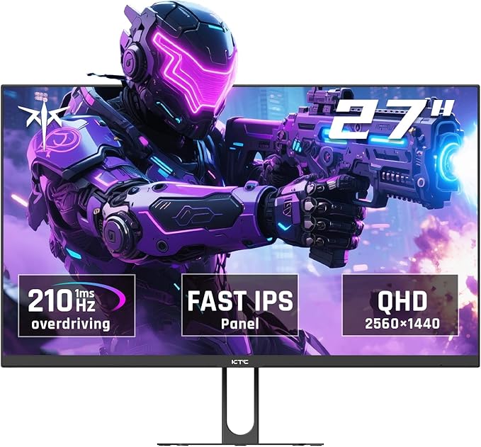 KTC 27 Inch QHD Gaming Monitor, 2K 200Hz Up to 210Hz 1ms Fast IPS Computer by KTC