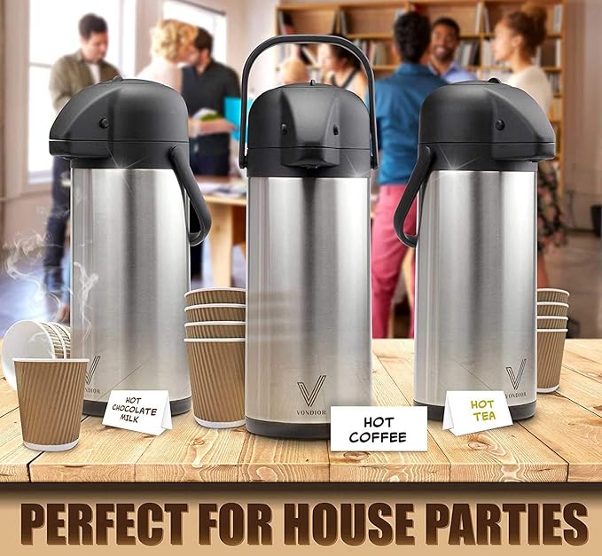Coffee Carafe for Keeping Hot - 102oz/3L Airpot Coffee Dispenser - Insulated - Image 4