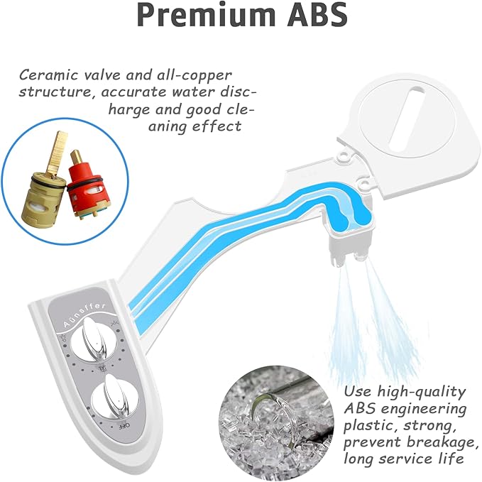 Bidet Attchment for Toilet Grey, Cold Water No-Electric, 3 Wash Modes，Dual - Image 3