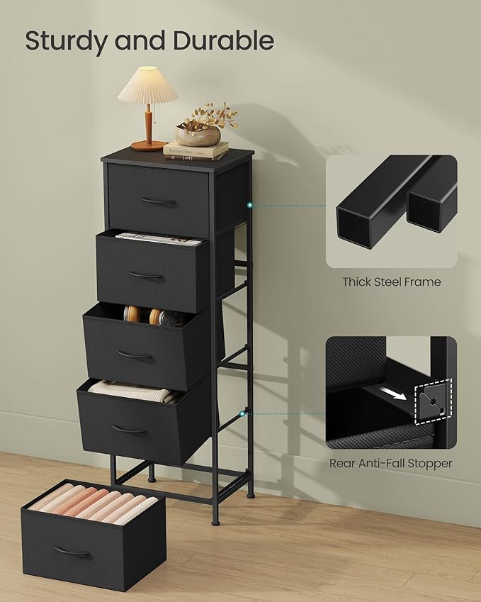 SONGMICS Dresser for Bedroom, Chest of Drawers, 5 Non-Woven Fabric Drawers - Image 6