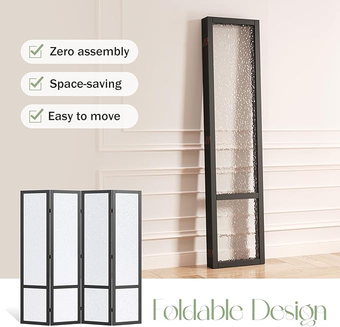 Acrylic Room Divider, 4-Panel Freestanding Partition Screen, Frosted - Image 5