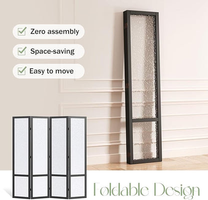 Acrylic Room Divider, 4-Panel Freestanding Partition Screen, Frosted - Image 5