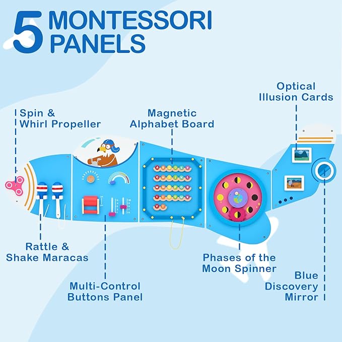 Monläurd® Wooden Airplane Activity Wall Panel - Image 3