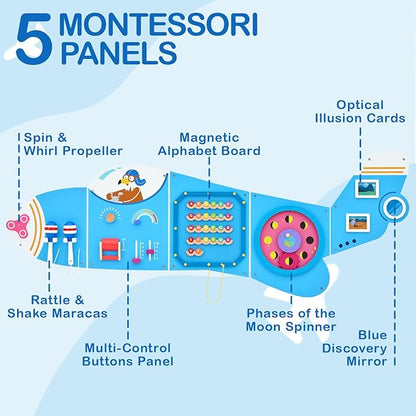 Monläurd® Wooden Airplane Activity Wall Panel - Image 3