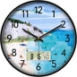 SCOAGE Silent Wall Clock with Temperature Day and Date Blue Mountain and Sea by SCOAGE