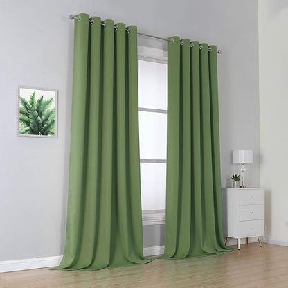 DUALIFE Sage Green Curtains for Bedroom Blackout 2 Panels Grommet Top Thermal - Image 2