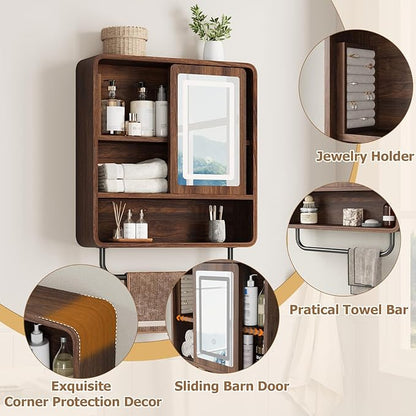 QUW Bathroom Wall Cabinet with Sliding Mirror Door, Modern Medicine Cabinet - Image 6