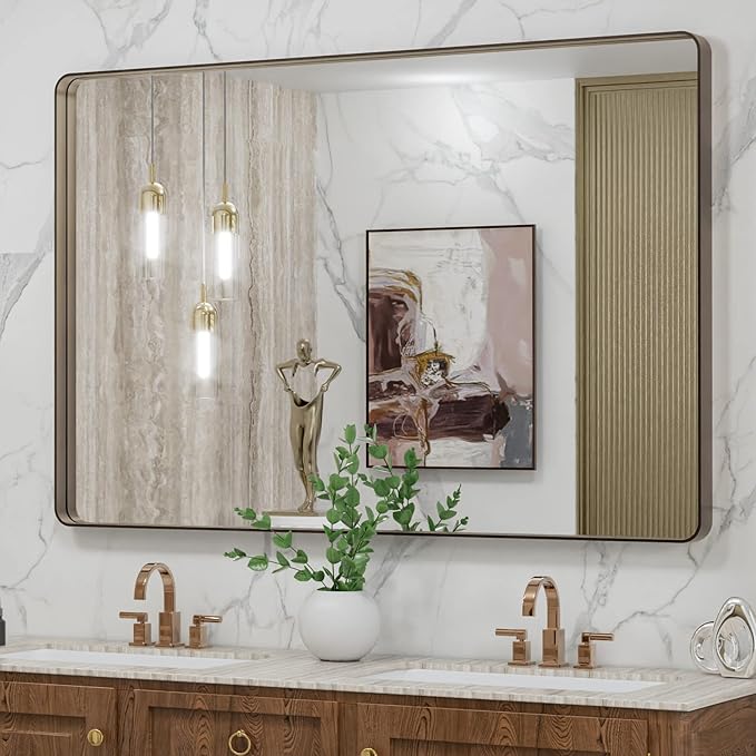 LOAAO 48”X32” Bronze Bathroom Mirrors - Image 8