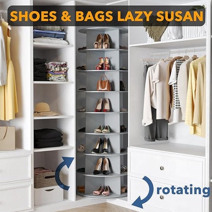 SpaceAid 8 Tier Rotating Shoe Rack Tower, Spinning Shoe Display Lazy Susan - Image 4