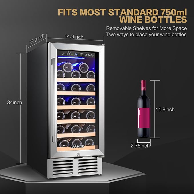 BODEGA Wine Fridge Freestanding, 15 inch Under Counter Wine Refrigerator - Image 3
