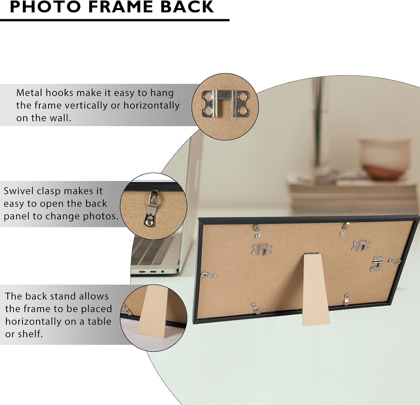 JCJMY 5x10 Business License Frame Black for 3.5x8 Standard Business License with Mat or 5 x 10 Picture without Mat, 5x10 Frame with Shatter Resistant Plexiglass for Wall Hanging or Tabletop, Black