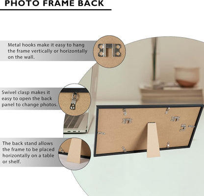 JCJMY 5x10 Business License Frame Black for 3.5x8 Standard Business License with Mat or 5 x 10 Picture without Mat, 5x10 Frame with Shatter Resistant Plexiglass for Wall Hanging or Tabletop, Black