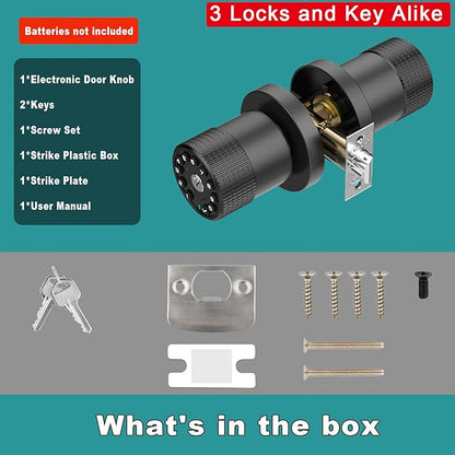BOTHSTAR 3 Pack Black Key Alike Keyless Electronic Door Knobs - Image 6