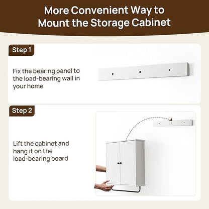 Bathroom Storage Cabinet with Adjustable Wood Shelves, Unique Arched Groove - Image 7
