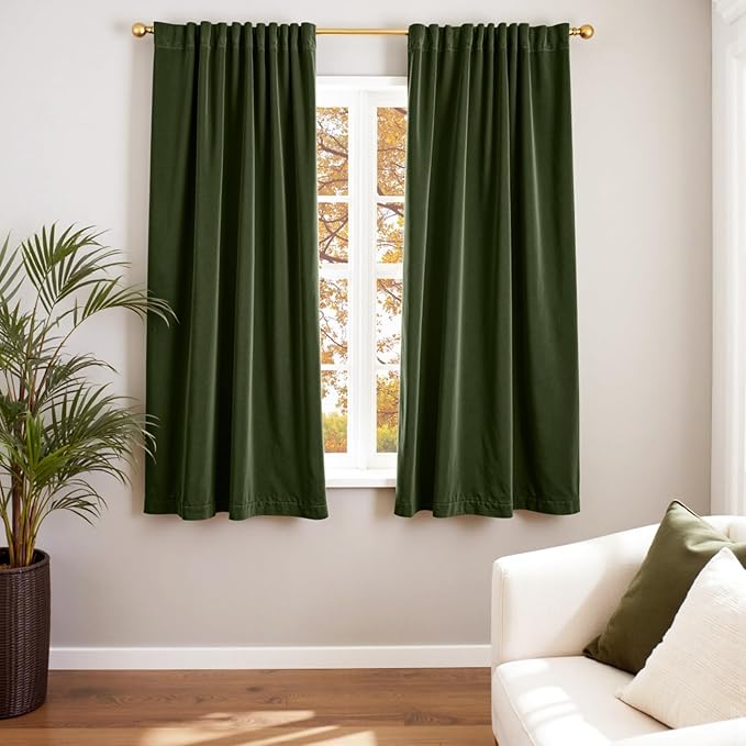 Lazzzy Velvet Blackout Curtains Thermal Insulated Room Window Drapes Super Soft by Lazzzy
