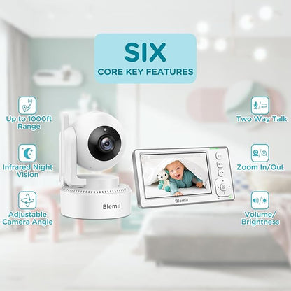 Blemil Baby Monitor with 2 Cameras and Audio, 4.3'' IPS Split-Screen Monitor - Image 7