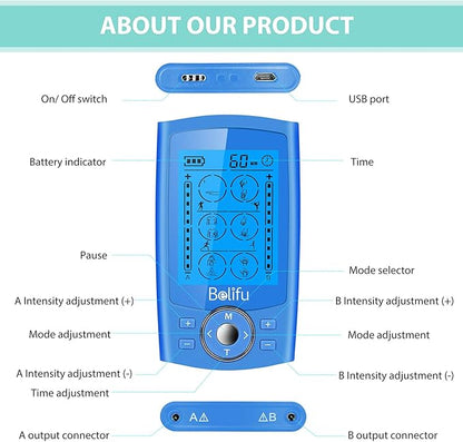 Belifu Dual Channel TENS EMS Unit 24 Modes Muscle Stimulator - Image 3