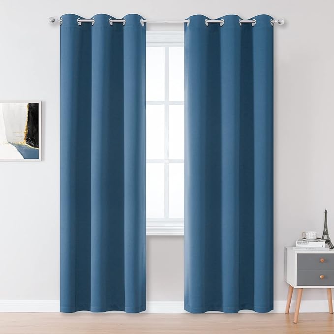 DUALIFE Door Doorway Curtains Blackout 80 Inch Length 2 Panels, Grommet by DUALIFE