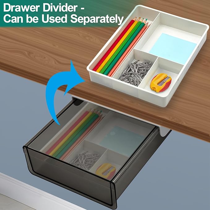Under Desk Table Drawer Storage Organizer, Slide Out Drawer - Image 3