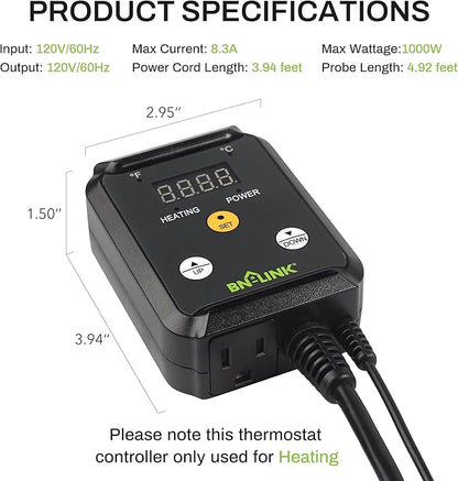 BN-LINK Reptile Thermostat Temperature Controller, Digital Heat Mat Thermostat - Image 6