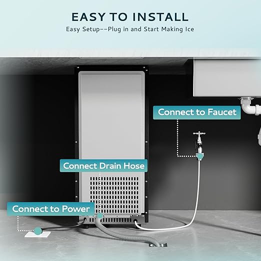EUHOMY 15" W Commercial Under Counter Ice Maker Machine, 90 Lb/Day - Image 5