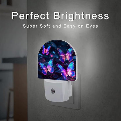 sndheke Glowing Purple Butterflies Night Light Plug into Wall, Neon Butterfly - Image 2