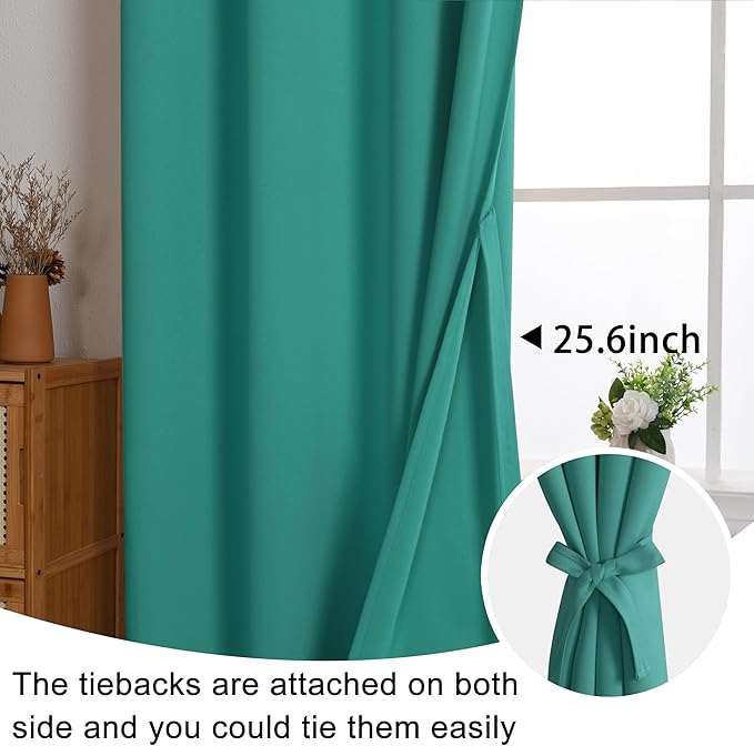 JIUZHEN Peacock Blue Blackout Curtains - Image 6