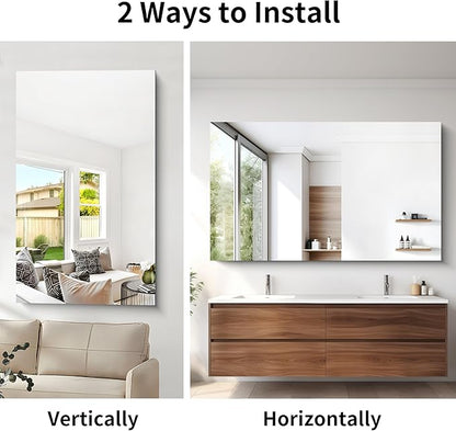 CILIBER Frameless Mirror, 60x36 Large Bathroom Mirrors - Image 6
