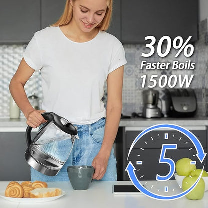 ShanSon 1.7L Electric Glass Kettle 1500W Temperature Control Fast Water Boiler - Image 5