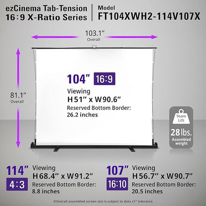 Elite Screens ezCinema Tab-Tension 16:9 X-Ratio Portable Projector Screen - Image 6