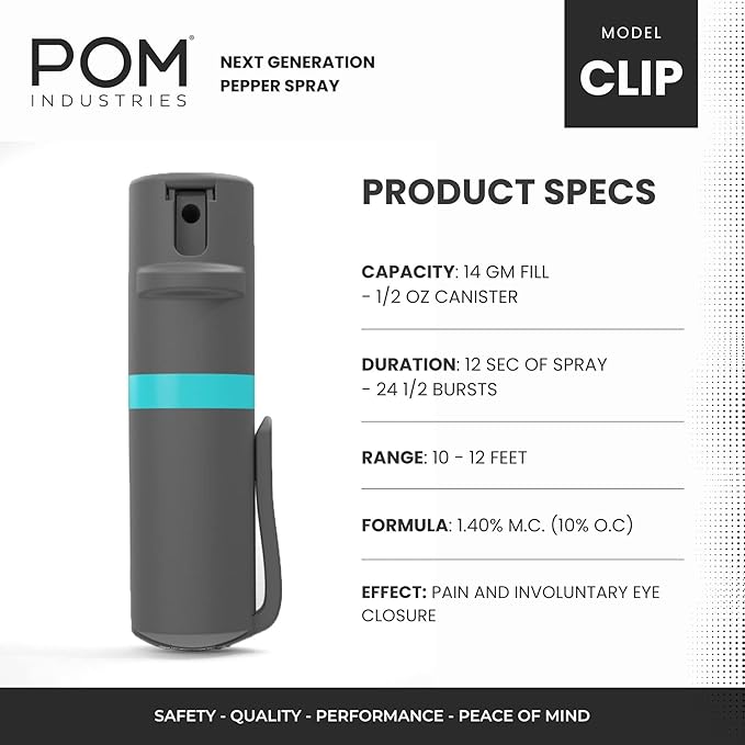 POM Pepper Spray Pocket Clip, Quick Flip Top Safety, Maximum Strength OC Formula - Image 3