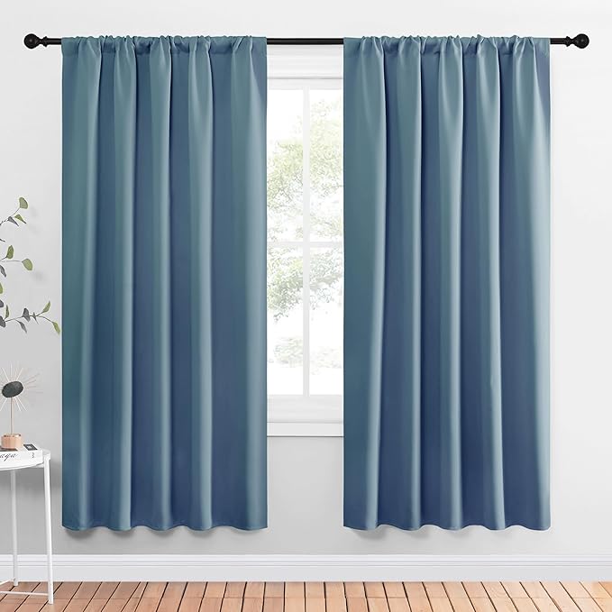 NICETOWN Window Curtains Blackout Drapes, Smoky Blue, 1 Pair, 52 by 72-Inch by NICETOWN